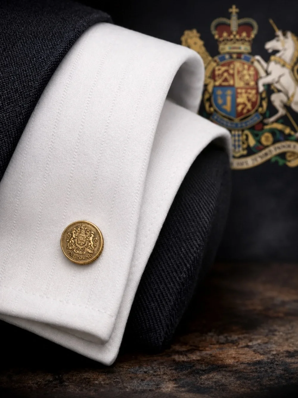 Genuine UK coin design cufflinks with the Royal Arms Lion & Unicorn crest